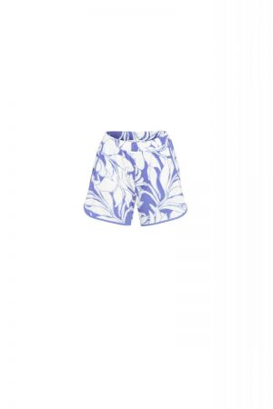 Short met bladdessin BLAUW