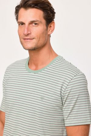 Herenpyjama, gestreept KAKI