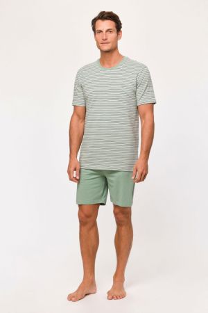 Herenpyjama, gestreept KAKI