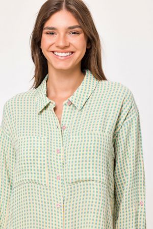 Shirtdress geruit GROEN