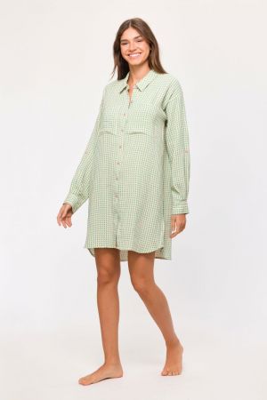 Shirtdress geruit GROEN