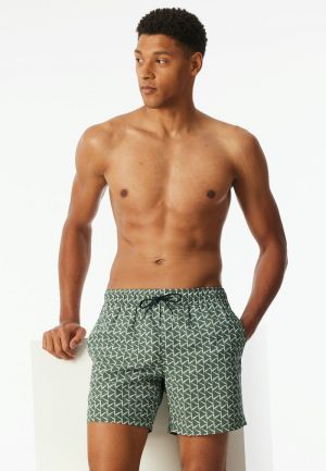 Zwemshort met grafisch patroon KAKI