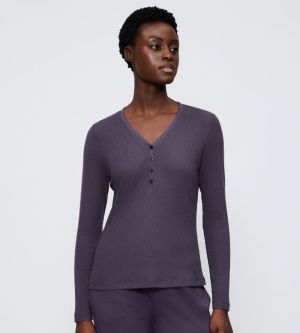 Pyjama shirt lange mouw INK GRAY