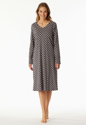 Nachtkleed grafiet patroon GRIJS