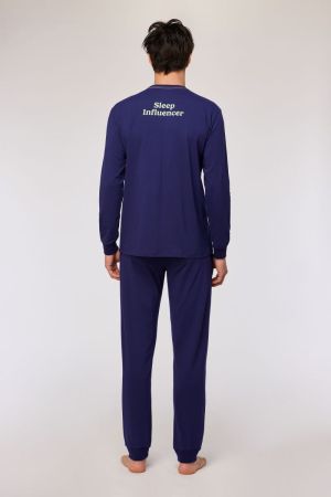 Herenpyjama Dream big DONKERBLAUW