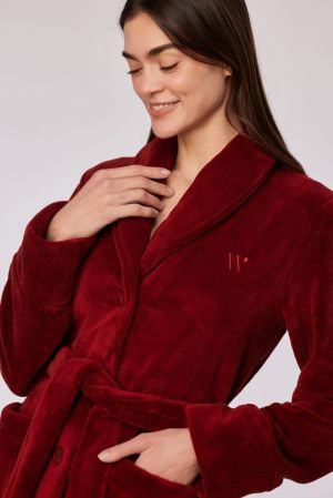 Dames kamerjas fleece DONKERROOD