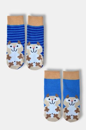 Warme kousen met anti-slip BLAUW