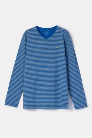 Herenpyjama gestreept BLAUW