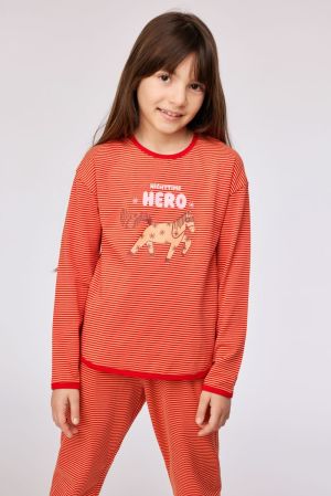 Meisjespyjama Nighttime Hero ROOD-ORANJE
