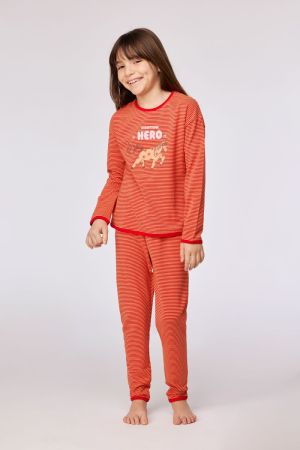 Meisjespyjama Nighttime Hero ROOD-ORANJE