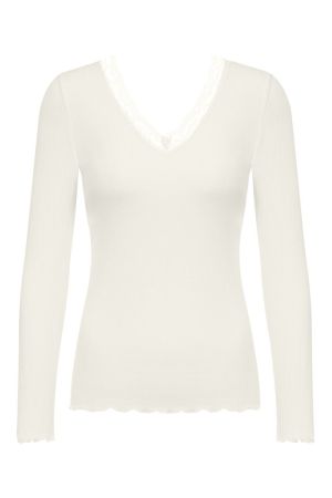 Wool Expressive T-shirt lang OATMILK