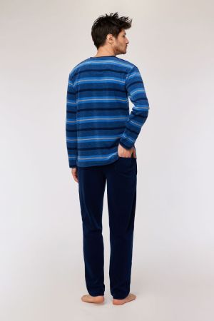 Herenpyjama blauwe streep BLAUW