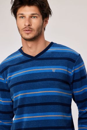 Herenpyjama blauwe streep BLAUW