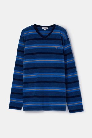 Herenpyjama blauwe streep BLAUW