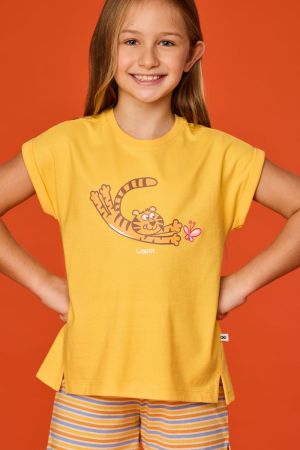 Meisjespyjama tijger GEEL